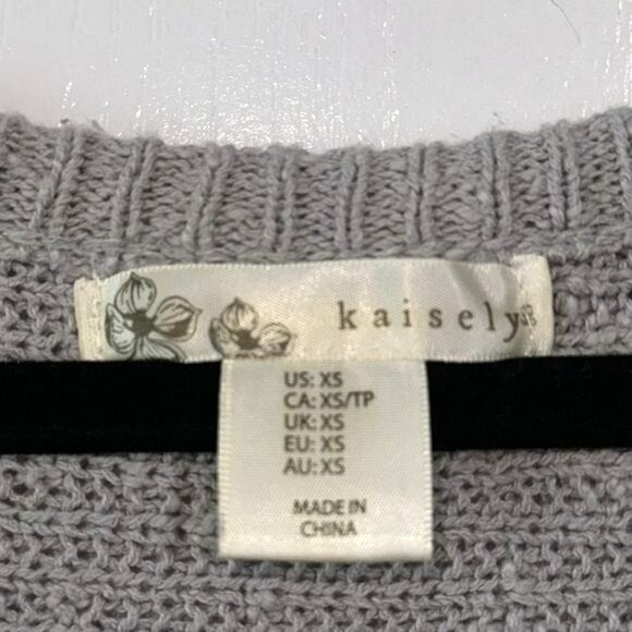 Kaisely Gray Cold-Shoulder Knit Sweater Tunic XS With Frayed Hem - Picture 2 of 11